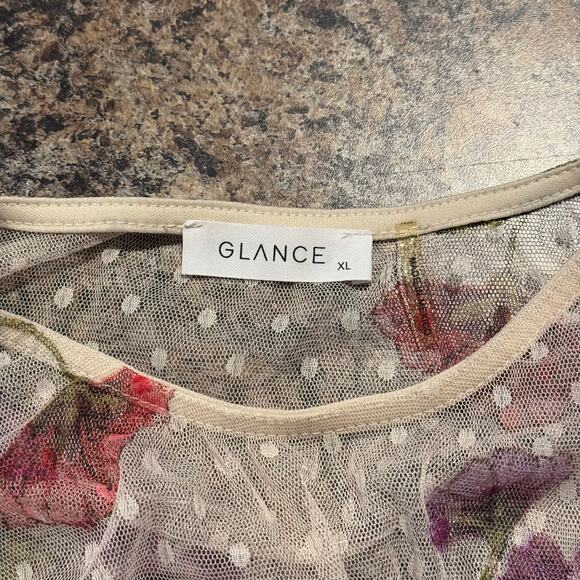 Top Sheer Garden Boho Cottage Fairy Feminine Romantic Shabby Princess Mesh XL - Picture 3 of 5